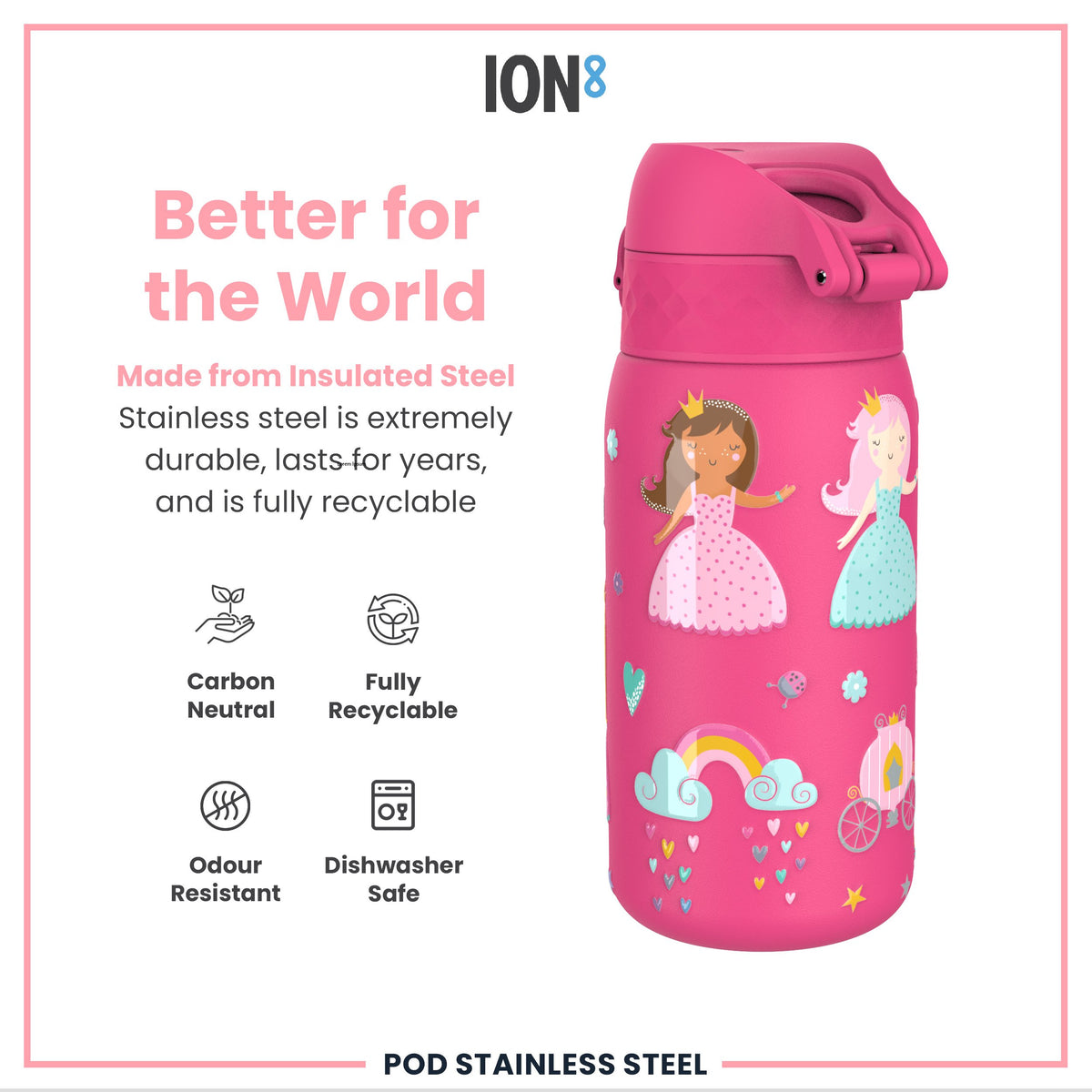 Leak Proof Thermal Steel Water Bottle, Insulated, Princess, 320ml (11oz)