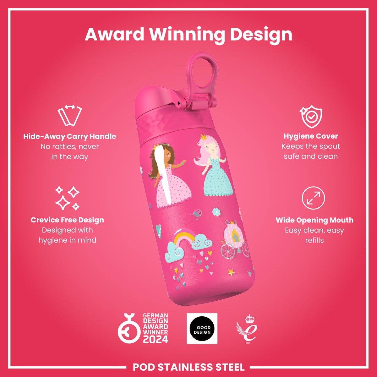 Leak Proof Thermal Steel Water Bottle, Insulated, Princess, 320ml (11oz)