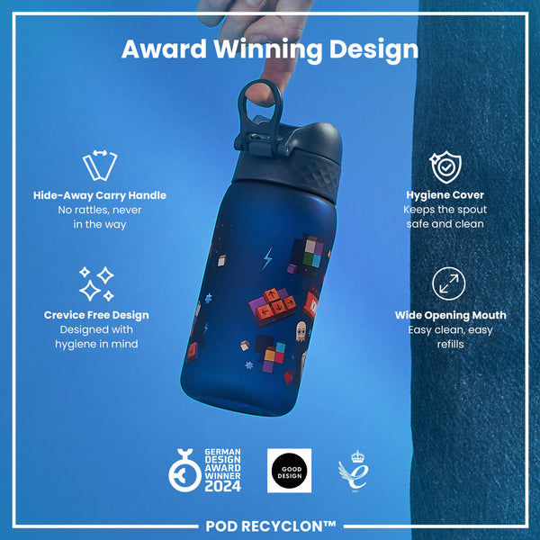 Botella de agua antifugas para niños, Recyclon, Gamer, 350ml (12oz)
