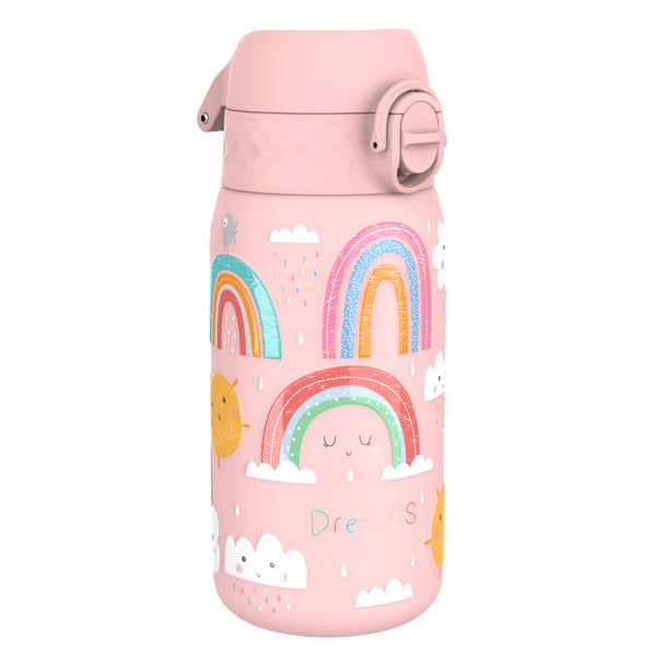 Botella de agua antifugas para niños, acero inoxidable, diseño arcoíris, 400ml (13oz)