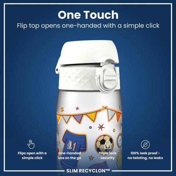 Botella de agua estrecha antifugas, Recyclon, Fútbol, 500ml (18oz)