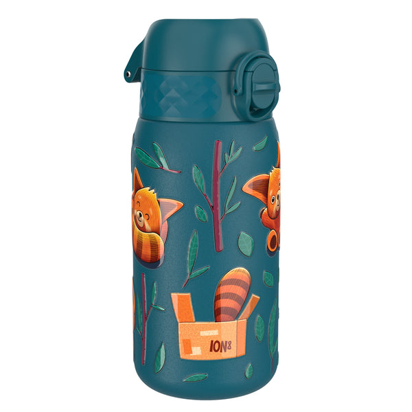 Botella de agua infantil antifugas, acero inoxidable, diseño de pandas rojos, 400ml (13oz)