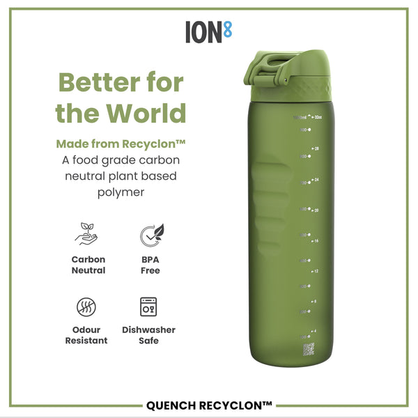 Leak Proof 1 litre Water Bottle, Recyclon, Khaki Green, 1L