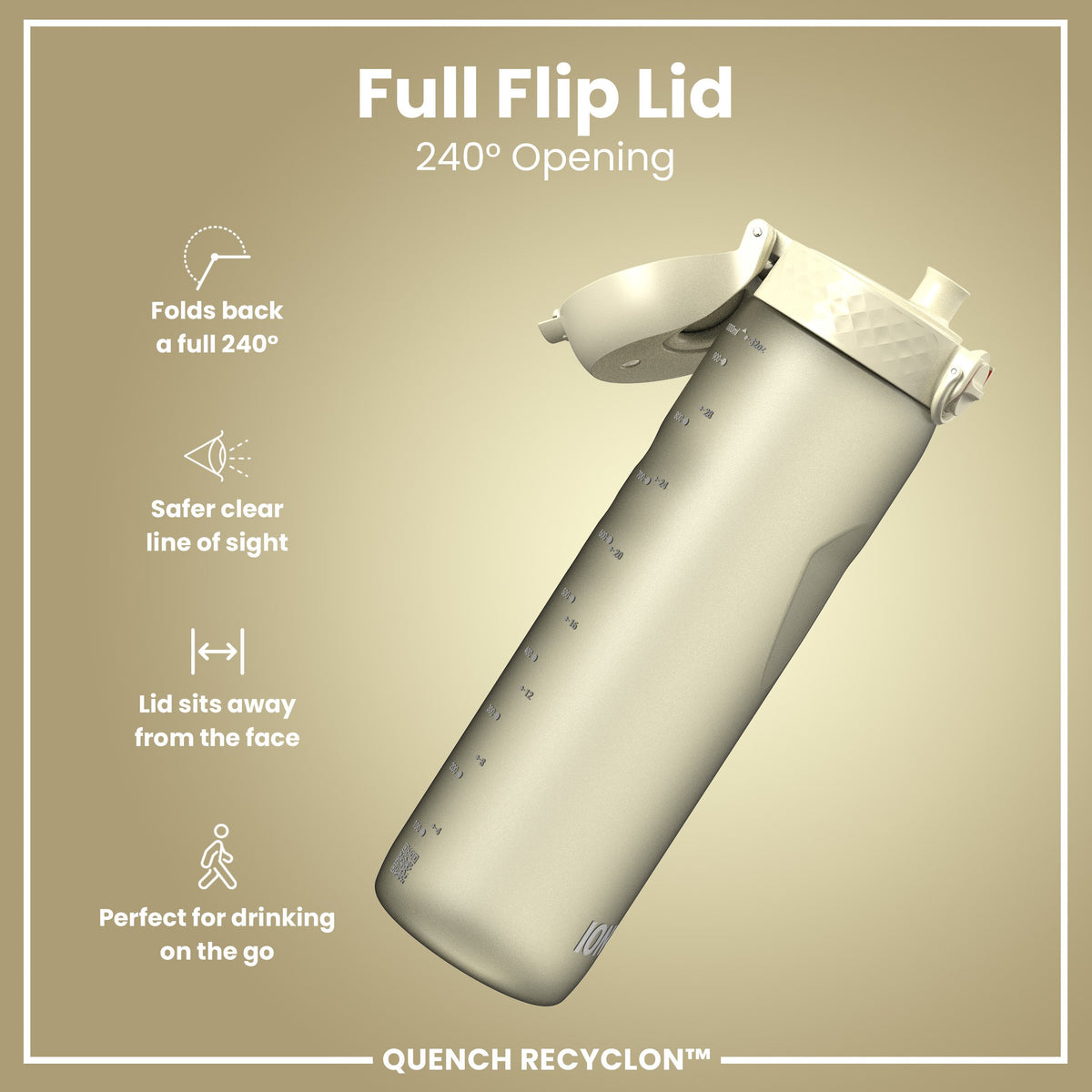 Botella de agua antifugas de 1 litro, Recyclon, blanco cremoso, 1L