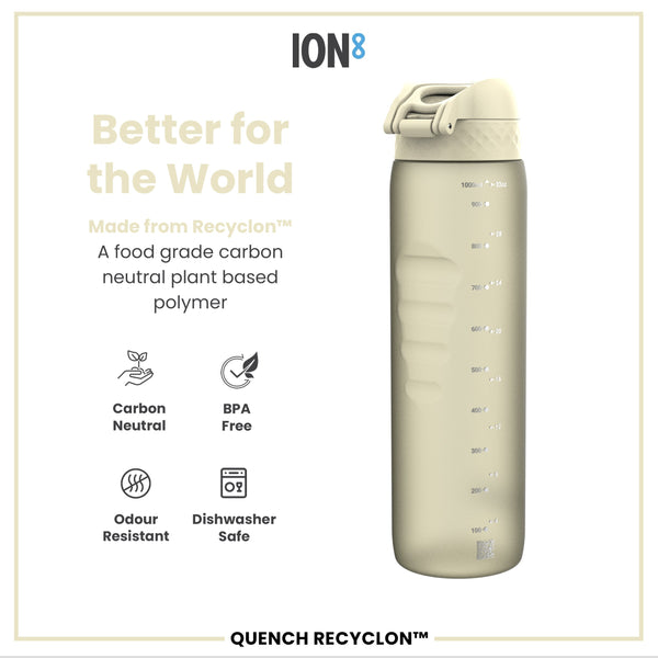 Botella de agua antifugas de 1 litro, Recyclon, blanco cremoso, 1L