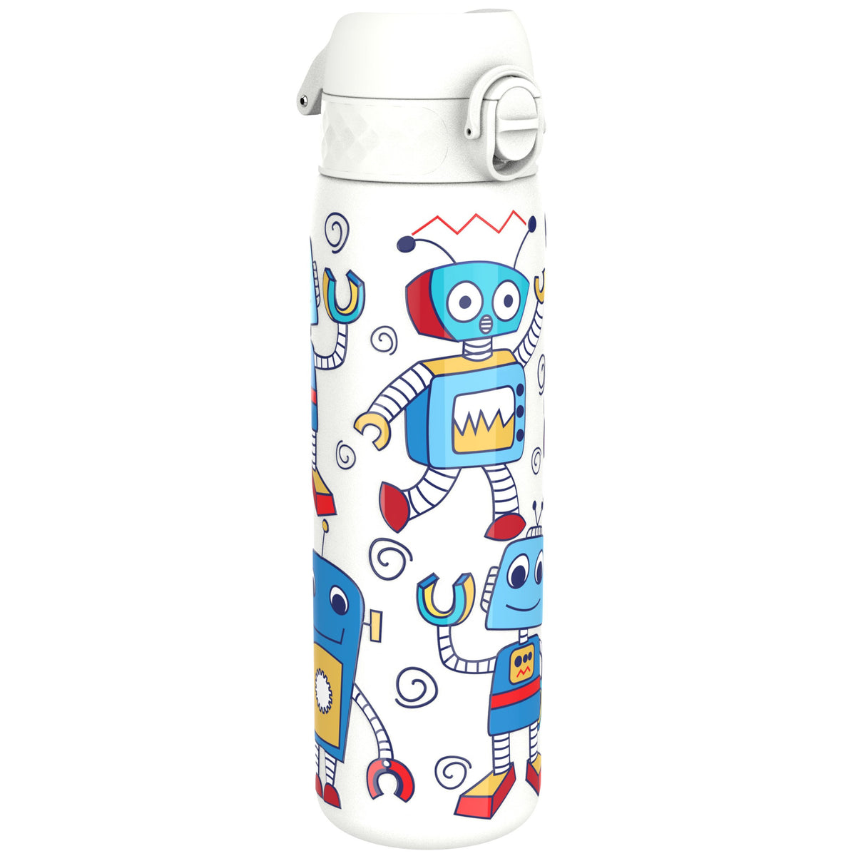 Botella de agua estrecha antifugas, acero inoxidable, robots, 600ml (20oz)