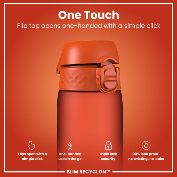 Botella de agua estrecha antifugas, Recyclon, Naranja Vigoroso, 500ml (18oz)