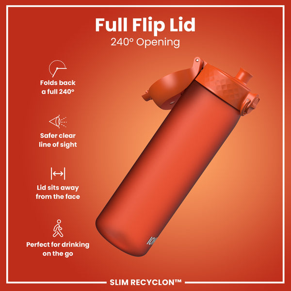 Botella de agua estrecha antifugas, Recyclon, Naranja Vigoroso, 500ml (18oz)