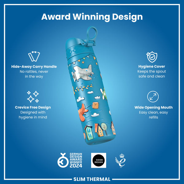 Botella de agua térmica estrecha antifugas, acero inoxidable, para aviones, 500ml (17oz)