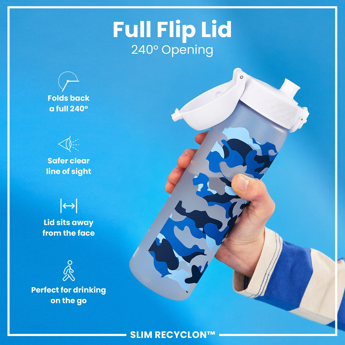 Botella de agua estrecha antifugas, Recyclon, Camuflaje, 500ml (18oz)