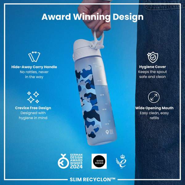 Botella de agua estrecha antifugas, Recyclon, Camuflaje, 500ml (18oz)