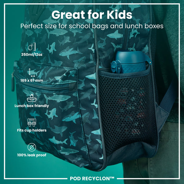 Botella de Agua Antifugas para Niños, Recyclon, Vehículos de Rescate, 350ml (12oz)
