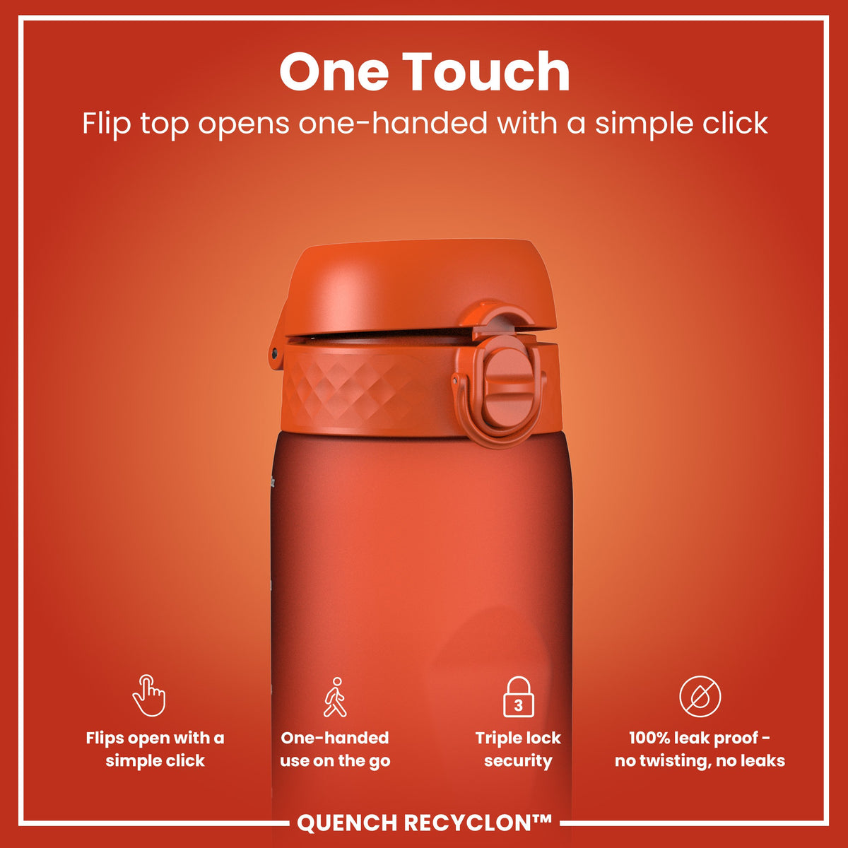 Leak Proof 1 litre Water Bottle, Recyclon, Hearty Orange, 1L
