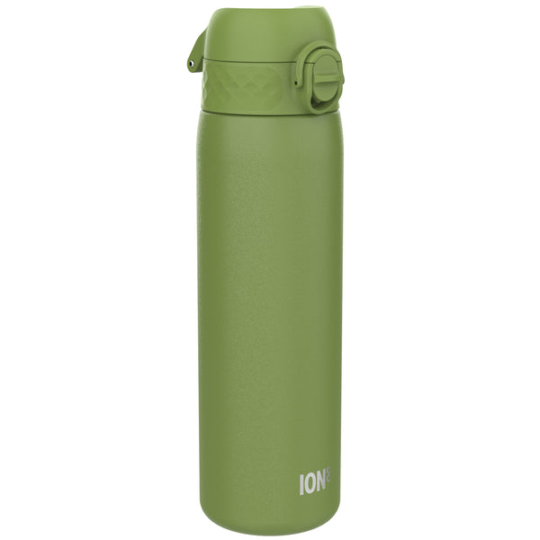 Botella de agua estrecha, antifugas, de acero inoxidable, verde caqui, 600 ml (20 oz)