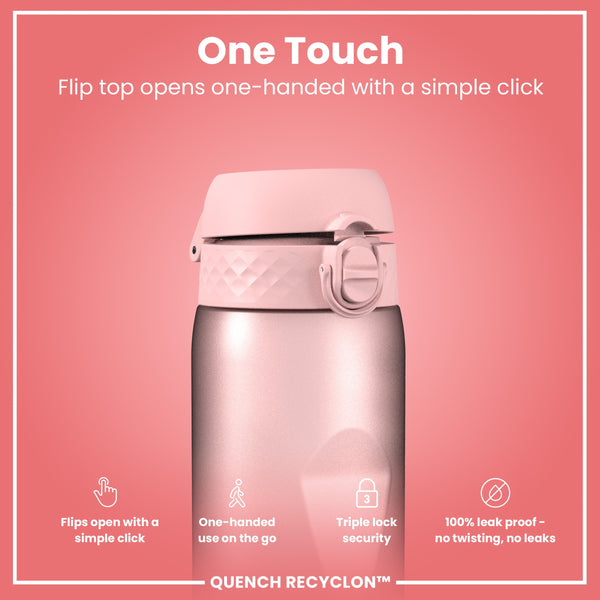 Leak Proof 1 Litre Water Bottle with Times to Drink, Recyclon, Purple & Rose, 1L