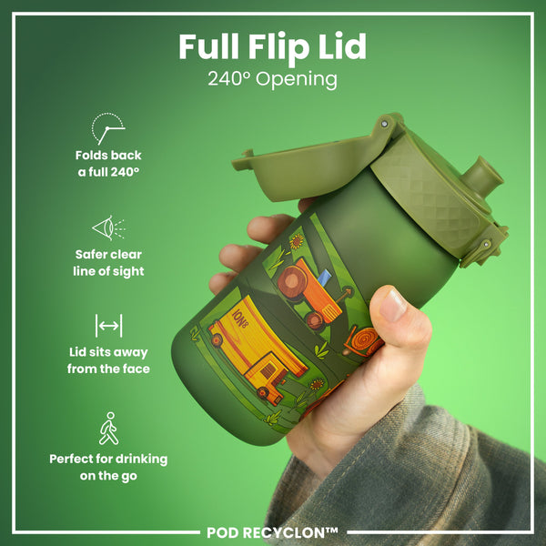 Botella de Agua Antifugas para Niños, Recyclon, Máquinas Agrícolas, 350 ml (12 oz)