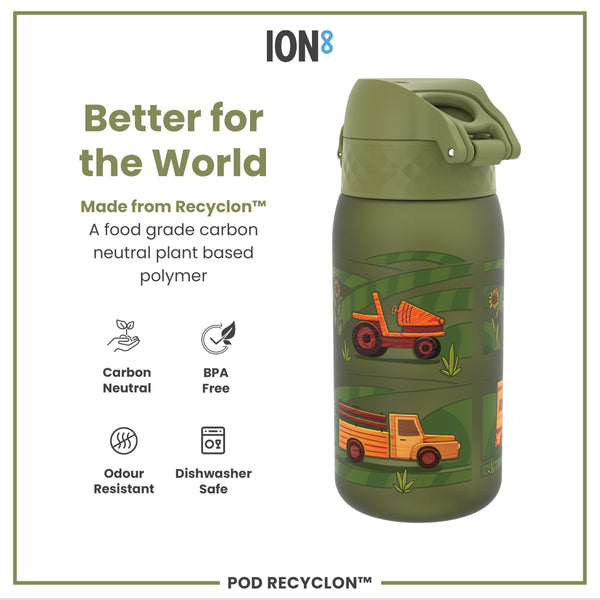 Botella de Agua Antifugas para Niños, Recyclon, Máquinas Agrícolas, 350 ml (12 oz)