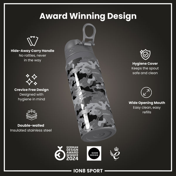 MotoGP x ION8 Insulated Steel Water Bottle, MotoGP Camouflage, 750ml (24oz)