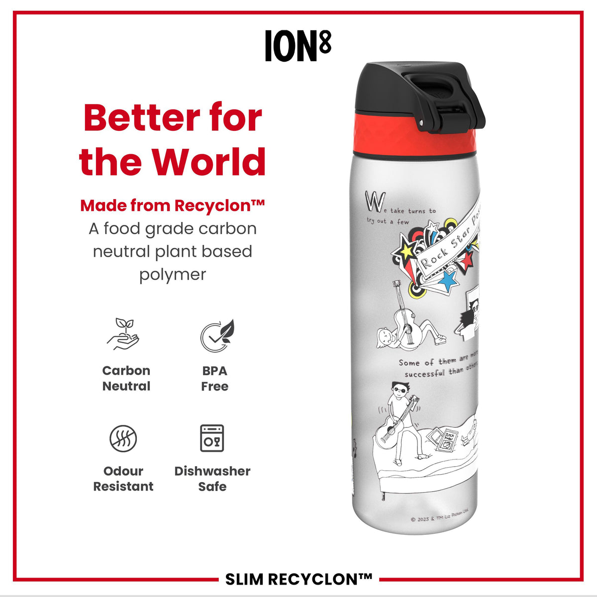 Tom Gates x ION8 Water Bottle, Recyclon, Rockstar, 500ml (18oz) — additional product photo