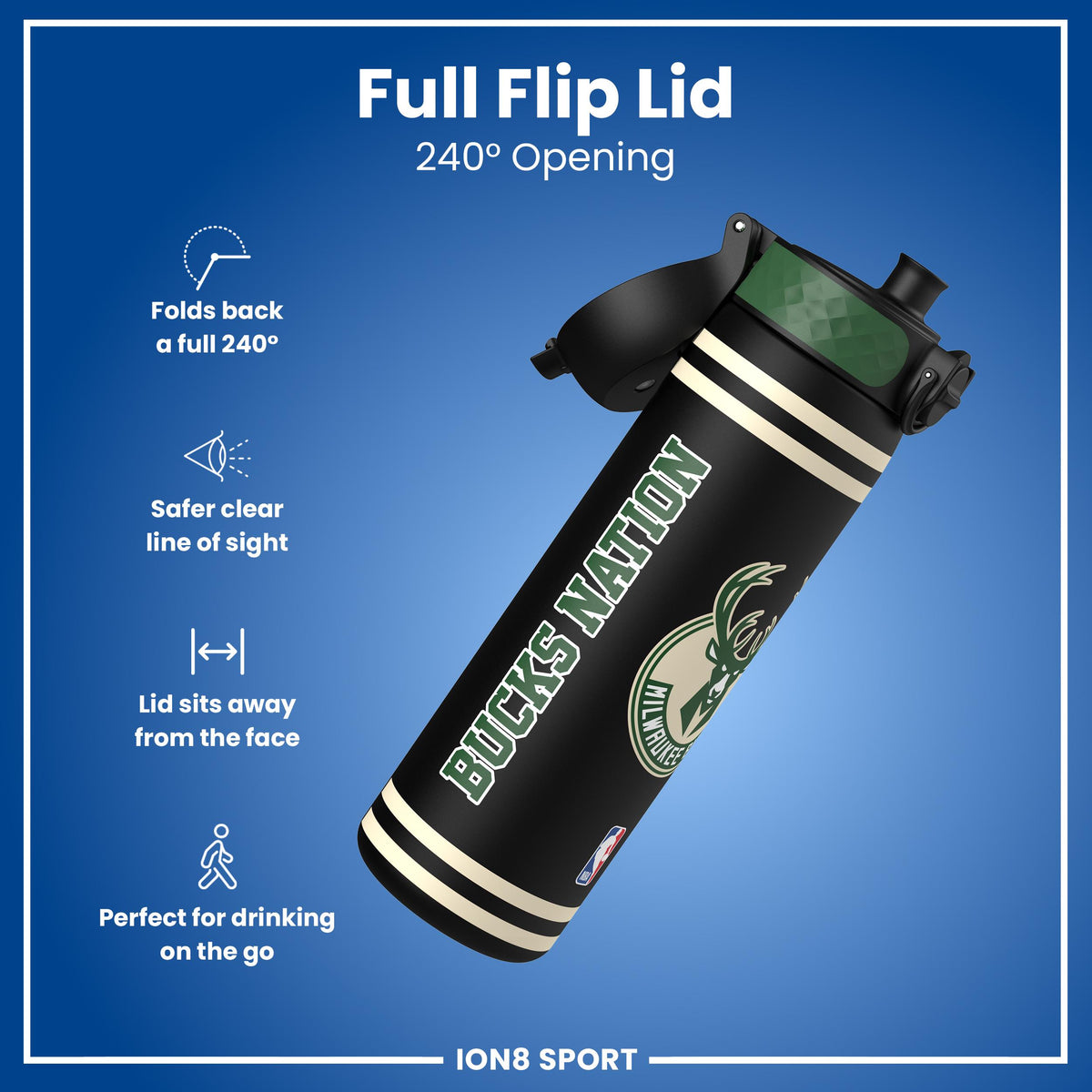 NBA x ION8, Recyclon, Milwaukee Bucks, 500ml (18oz) — additional product photo