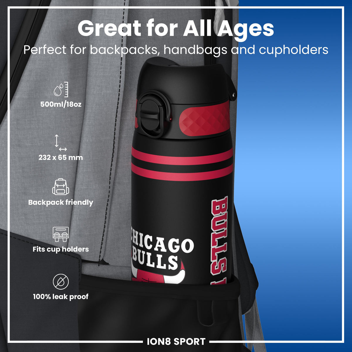 NBA x Ion8 Sports, Recyclon, Chicago Bulls, 500ml (18oz) — additional product photo