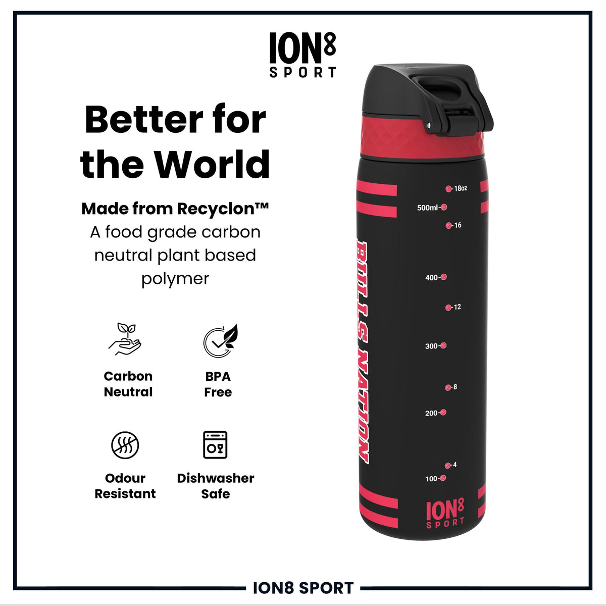 NBA x Ion8 Sports, Recyclon, Chicago Bulls, 500ml (18oz) — additional product photo
