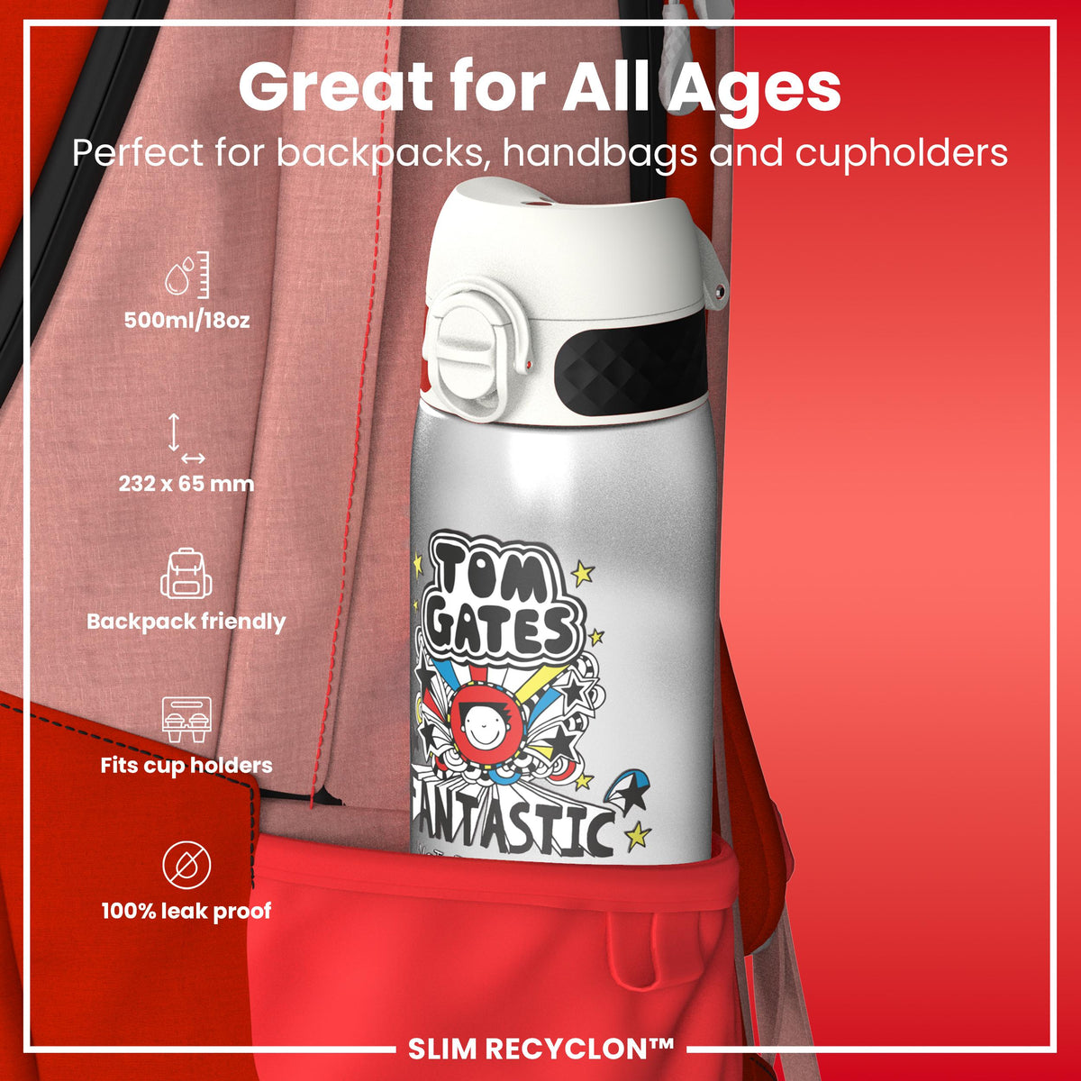 Tom Gates x ION8 Leakproof, Recyclon, Motivator, 500ml (18oz) — additional product photo