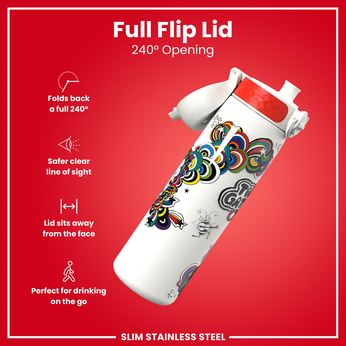 Tom Gates x ION8 Botella de agua, Stainless Steel, Classic Monsters, 600ml (20oz) — foto adicional del producto
