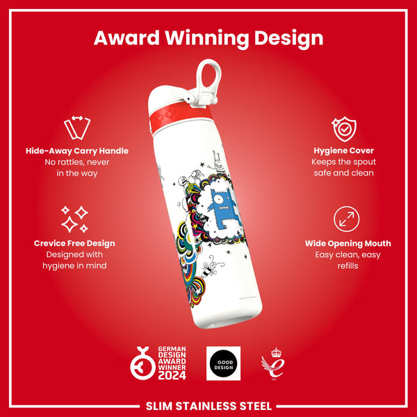 Tom Gates x ION8 Botella de agua, Stainless Steel, Classic Monsters, 600ml (20oz) — foto adicional del producto