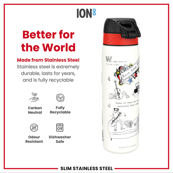 Tom Gates x ION8 Water Bottle, Stainless Steel, Rockstar, 600ml (20oz) — additional product photo