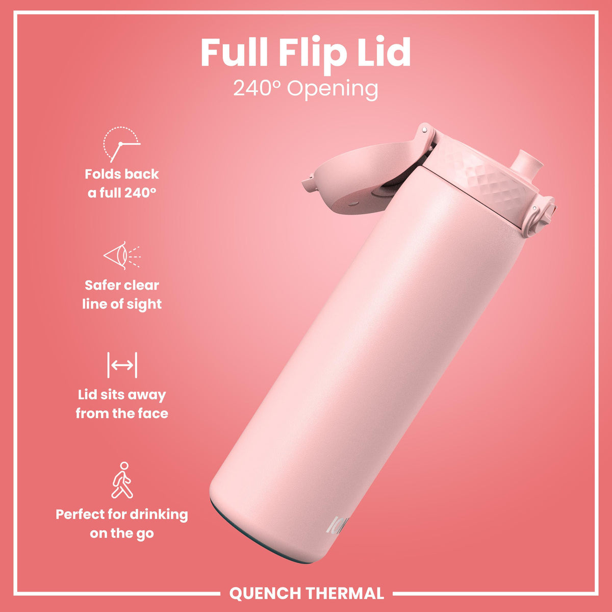 Leak Proof 1 Litre Thermal Water Bottle, Insulated, Rose Quartz, 1L