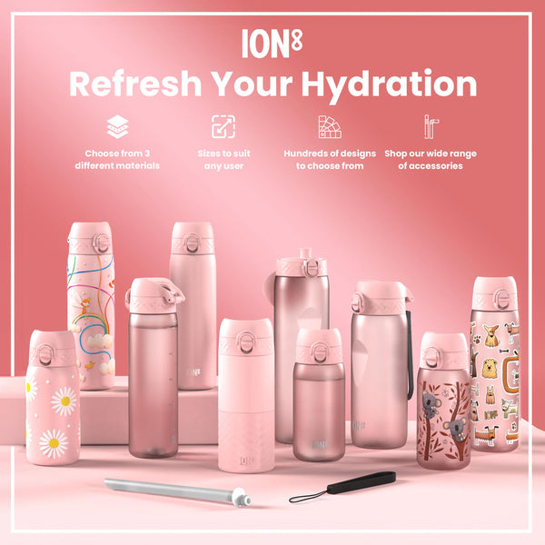 Leak Proof 1 Litre Thermal Water Bottle, Insulated, Rose Quartz, 1L