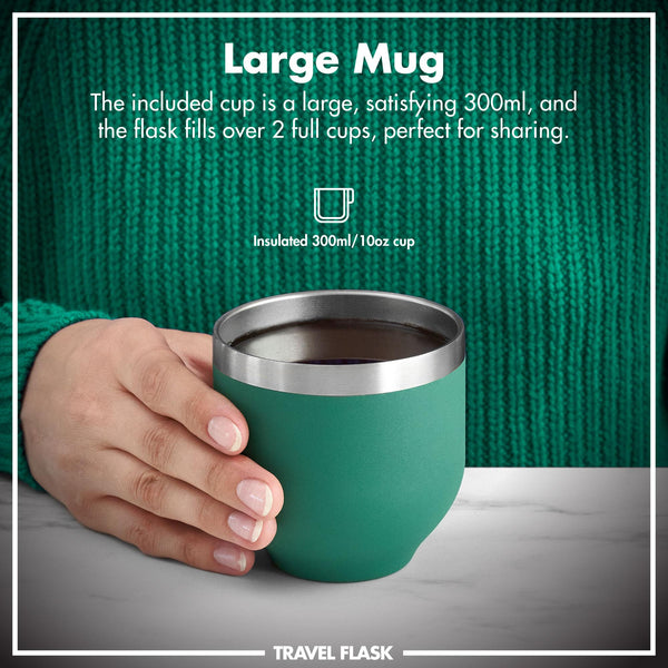 Luma Vacuum Insulated, Flask & Mug, Green, 700ml (24oz)