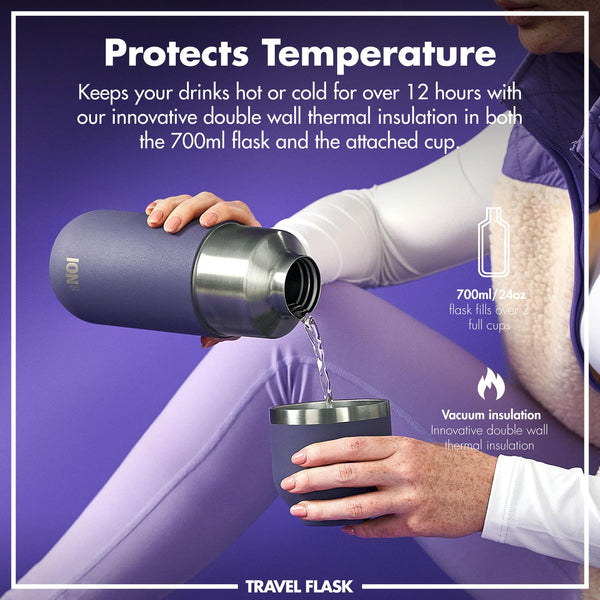 Luma Aislado al Vacío, Termo y Taza, Morado, 700ml (24oz)