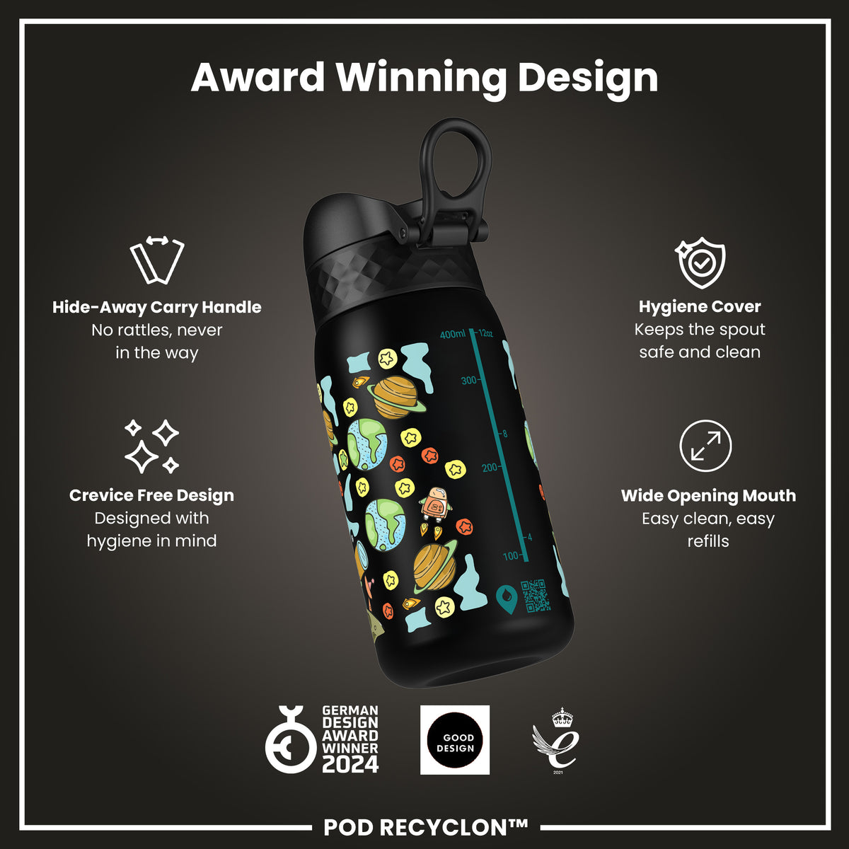Antifugas Kids Botella de agua, Recyclon, Space, 350ml (12oz) — foto adicional del producto