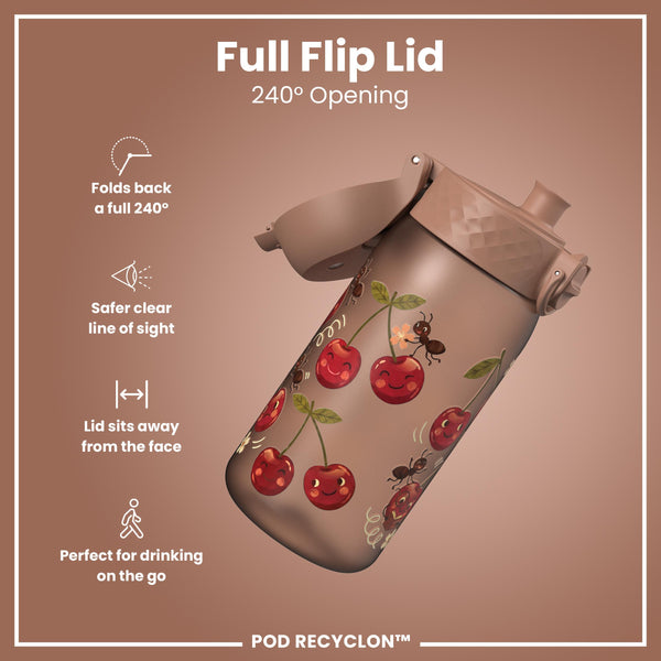 Botella de agua antifugas para niños, Recyclon, Cherries, 350ml (12oz)