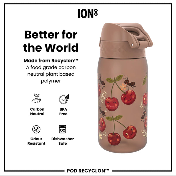 Botella de agua antifugas para niños, Recyclon, Cherries, 350ml (12oz)