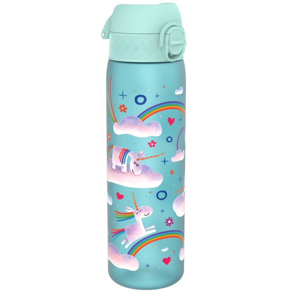Leak Proof Slim Water Bottle, Recyclon, Unicorn Rainbows, 500ml (18oz) — product photo