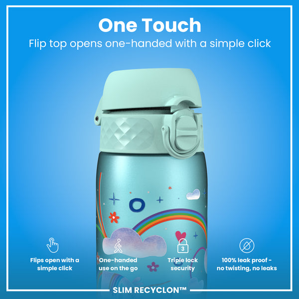 Leak Proof Slim Water Bottle, Recyclon, Unicorn Rainbows, 500ml (18oz) — additional product photo