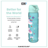 Leak Proof Slim Water Bottle, Recyclon, Unicorn Rainbows, 500ml (18oz) — additional product photo