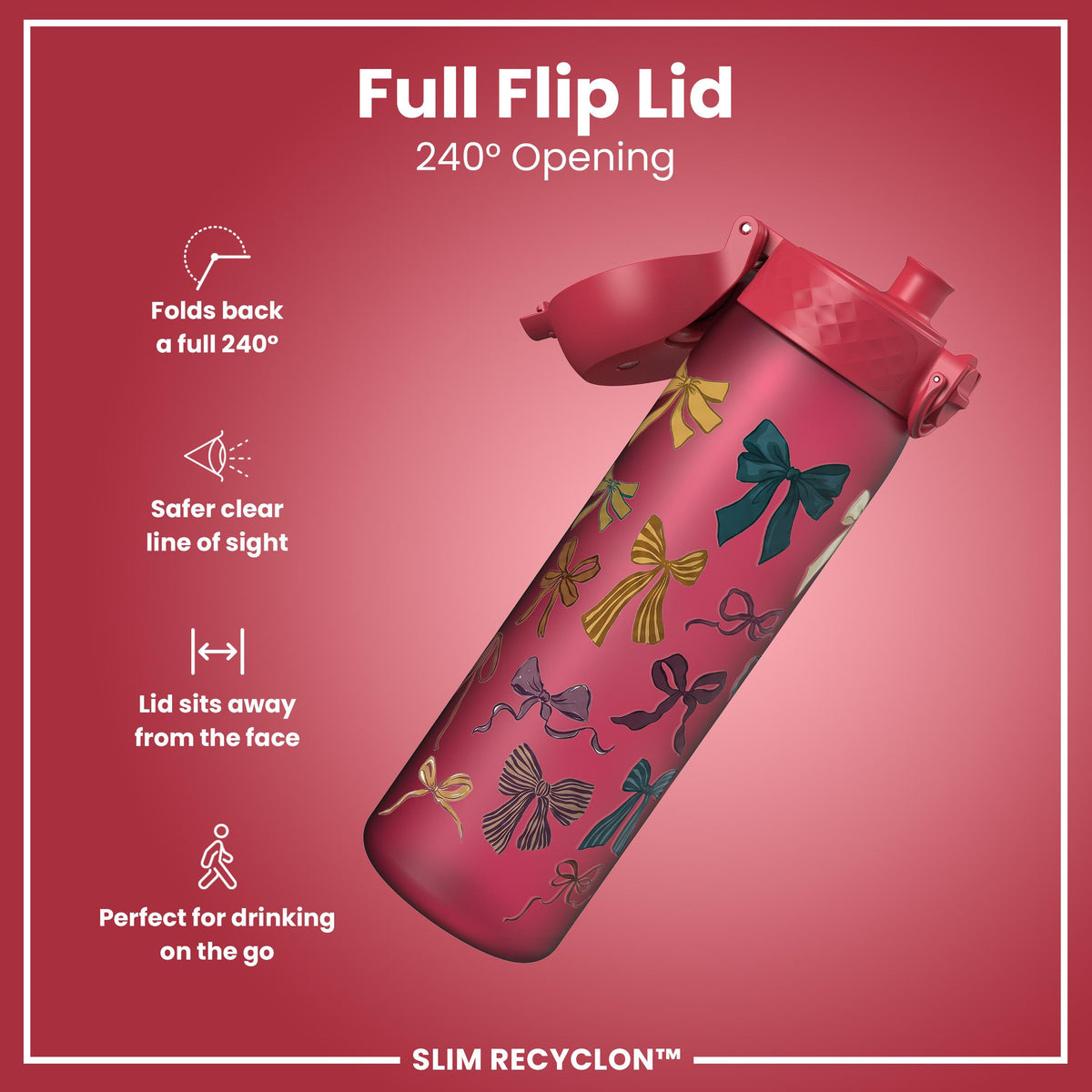 Botella de agua estrecha antifugas, Recyclon, Lazos, 500 ml (18 oz)