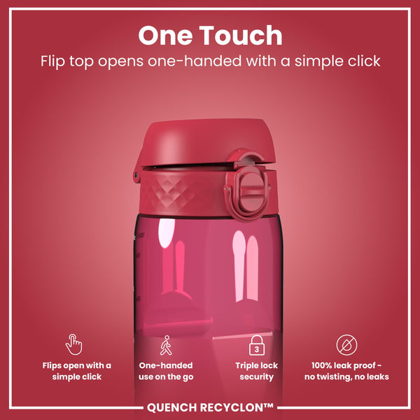 Botella de agua de 1 litro antifugas, Recyclon, de corte medio, magenta, 1L