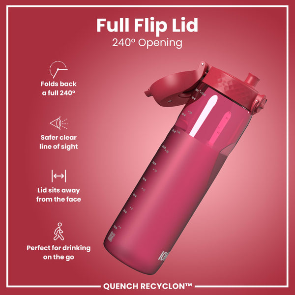Botella de agua de 1 litro antifugas, Recyclon, de corte medio, magenta, 1L