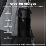 Leak Proof Slim Water Bottle, Recyclon, Half-Cut, Black, 500ml (18oz) — additional product photo