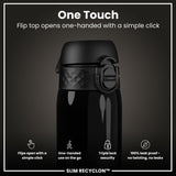 Leak Proof Slim Water Bottle, Recyclon, Half-Cut, Black, 500ml (18oz) — additional product photo