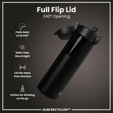 Leak Proof Slim Water Bottle, Recyclon, Half-Cut, Black, 500ml (18oz) — additional product photo
