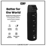 Leak Proof Slim Water Bottle, Recyclon, Half-Cut, Black, 500ml (18oz) — additional product photo