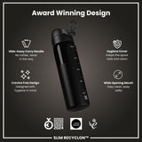 Leak Proof Slim Water Bottle, Recyclon, Half-Cut, Black, 500ml (18oz) — additional product photo