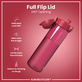 Antifugas Slim Botella de agua, Recyclon, Half-Cut, Magenta, 500ml (18oz) in Magenta