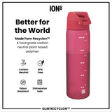 Antifugas Slim Botella de agua, Recyclon, Half-Cut, Magenta, 500ml (18oz) in Magenta